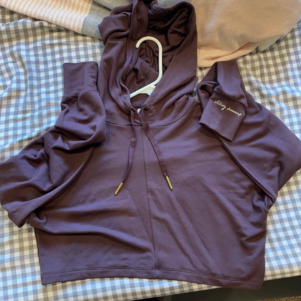 Whitney Simmons brown cropped hoodie